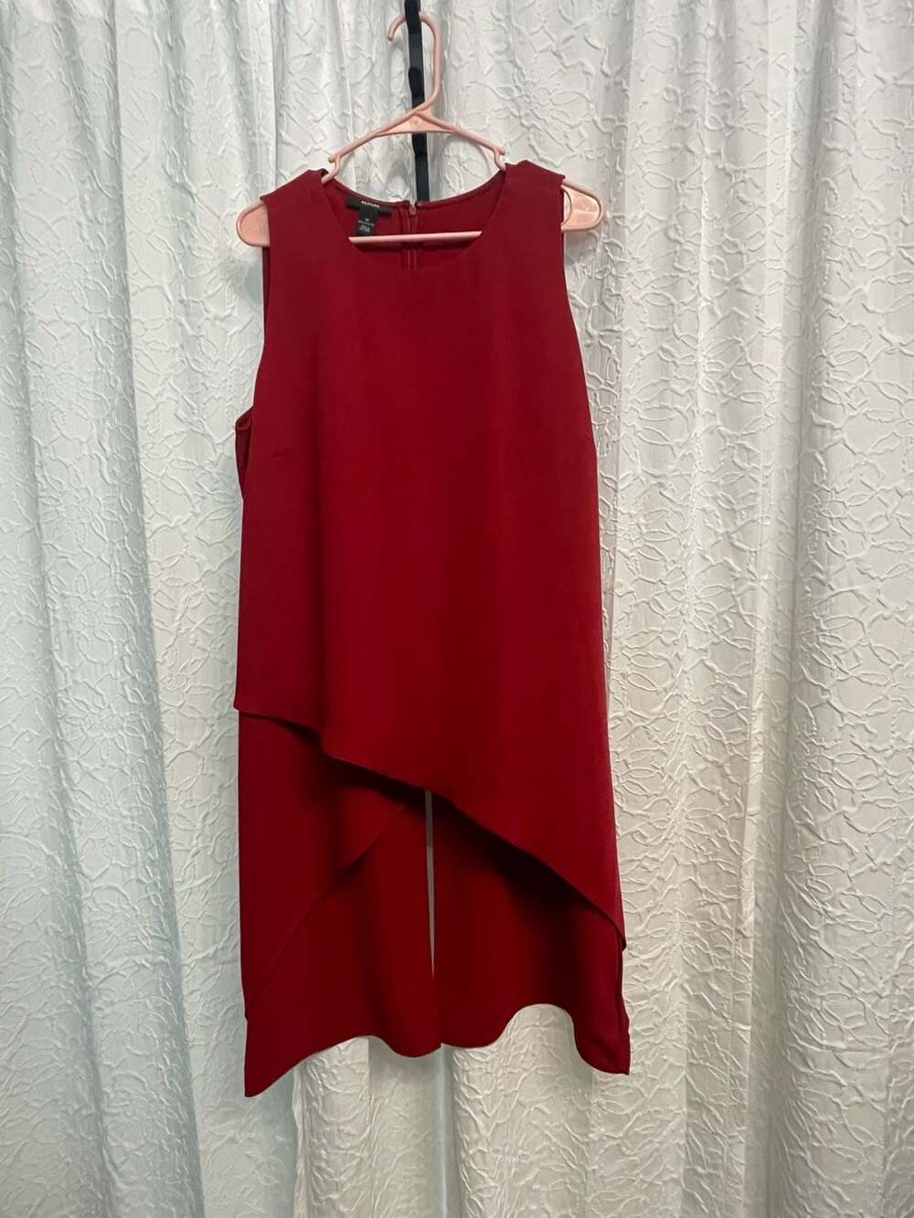 Alfani Sleeveless High Low Tunic Top Size 14 Red Asymmetric Blouse Women